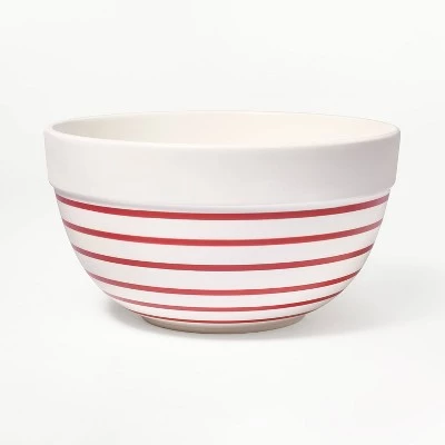 3qt Ceramic Earthenware Mixing Bowl - Figmint™ Red Striped 6 3qt Ceramic Earthenware Mixing Bowl - Figmint™ Red Striped - Image 4