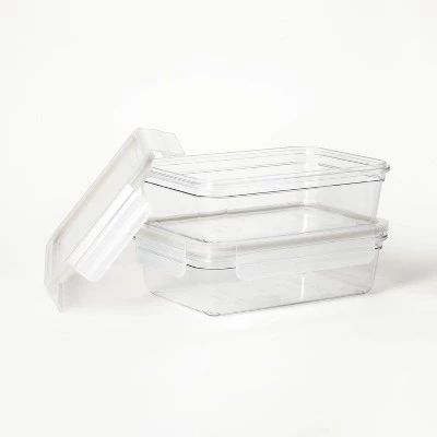 4pc (set of 2) 5.5 Cup Plastic Rectangle Food Storage Container Set Clear - Figmint™ 4 4pc (set of 2) 5.5 Cup Plastic Rectangle Food Storage Container Set Clear - Figmint™ - Image 2