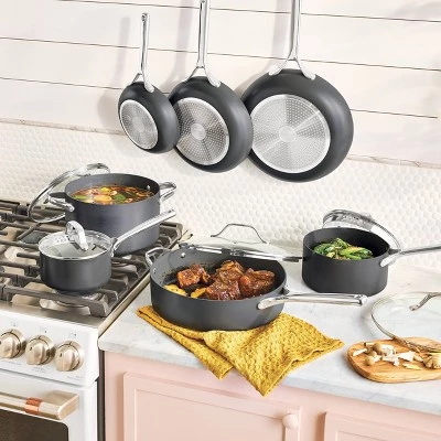 12pc Aluminum Nonstick Hard Adonized Cookware Set Dark Gray - Figmint™ 3 12pc Aluminum Nonstick Hard Adonized Cookware Set Dark Gray - Figmint™
