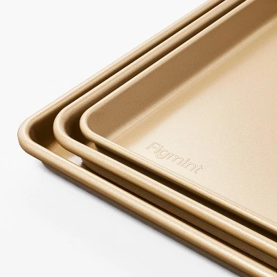 3pc Nonstick Baking Sheet Set - Figmint™ Gold 4 3pc Nonstick Baking Sheet Set - Figmint™ Gold - Image 2