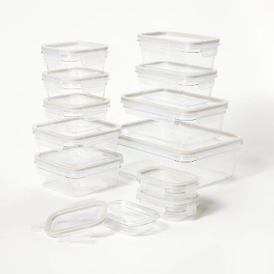 24pc (set of 12) Plastic Food Storage Container Set with Lids Clear - Figmint™ 4 24pc (set of 12) Plastic Food Storage Container Set with Lids Clear - Figmint™ - Image 2