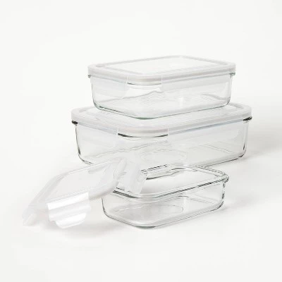 6pc (Set of 3) Glass Food Storage Container Set Clear - Figmint™ 4 6pc (Set of 3) Glass Food Storage Container Set Clear - Figmint™ - Image 2