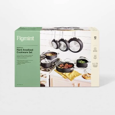 12pc Aluminum Nonstick Hard Adonized Cookware Set Dark Gray - Figmint™ 9 12pc Aluminum Nonstick Hard Adonized Cookware Set Dark Gray - Figmint™ - Image 7