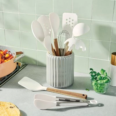 10pc Wood/Nylon Kitchen Utensil Set Brown - Figmint™ 3 10pc Wood/Nylon Kitchen Utensil Set Brown - Figmint™