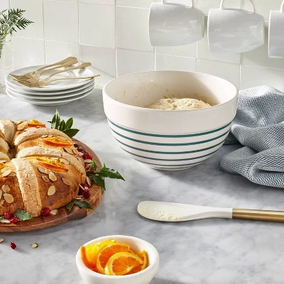 3qt Ceramic Earthenware Mixing Bowl - Figmint™ Red Striped 3 3qt Ceramic Earthenware Mixing Bowl - Figmint™ Red Striped