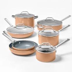 12pc Nonstick Ceramic Coated Aluminum Cookware Set - Figmint™ Cream -Figmint Online Shop GUEST f39e5d4b 9f7a 4327 a720 44dda687ad21